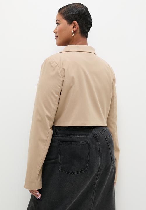 Cotton On - Plus Cropped Blazer - Mid Taupe