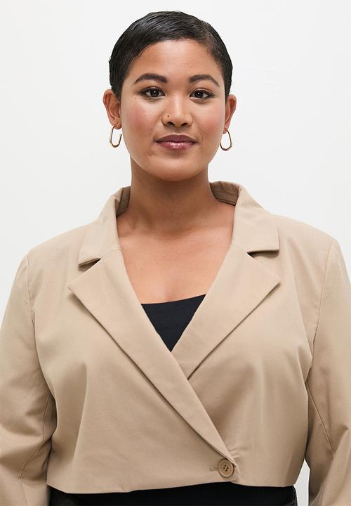 Cotton On - Plus Cropped Blazer - Mid Taupe
