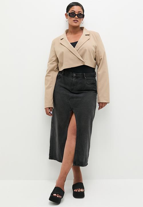 Cotton On - Plus Cropped Blazer - Mid Taupe