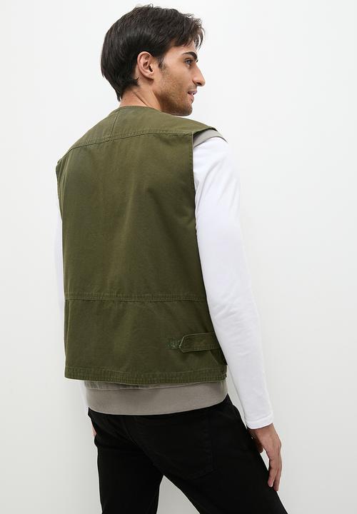 Superbalist - Brent Fashion sleeveless cargo jacket - khaki