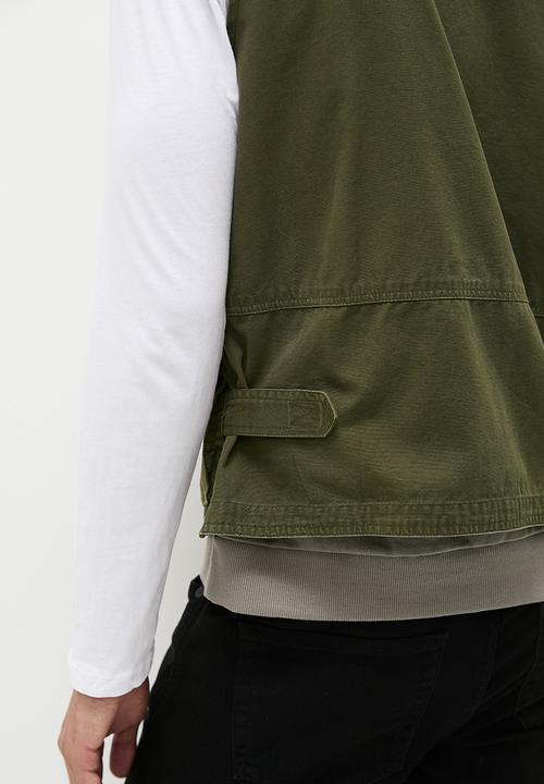 Superbalist - Brent Fashion sleeveless cargo jacket - khaki