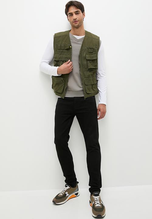 Superbalist - Brent Fashion sleeveless cargo jacket - khaki