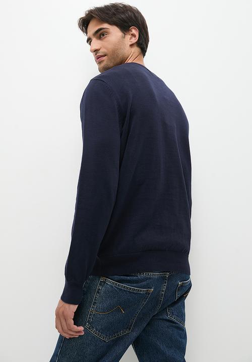 Superbalist - Knit cotton v-neck pullover - navy