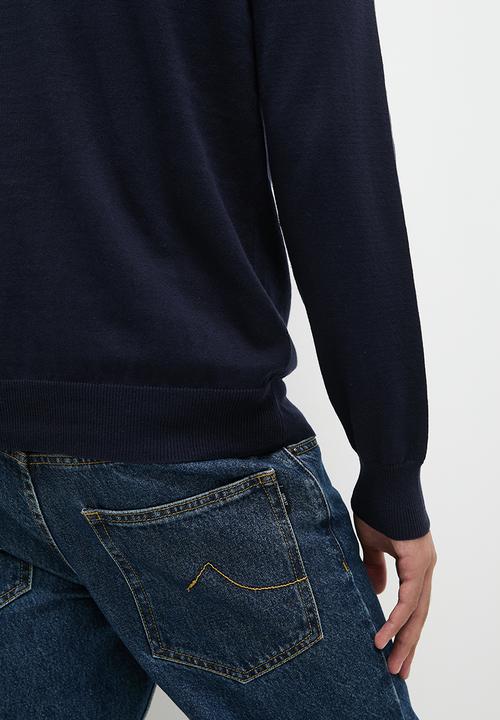 Superbalist - Knit cotton v-neck pullover - navy