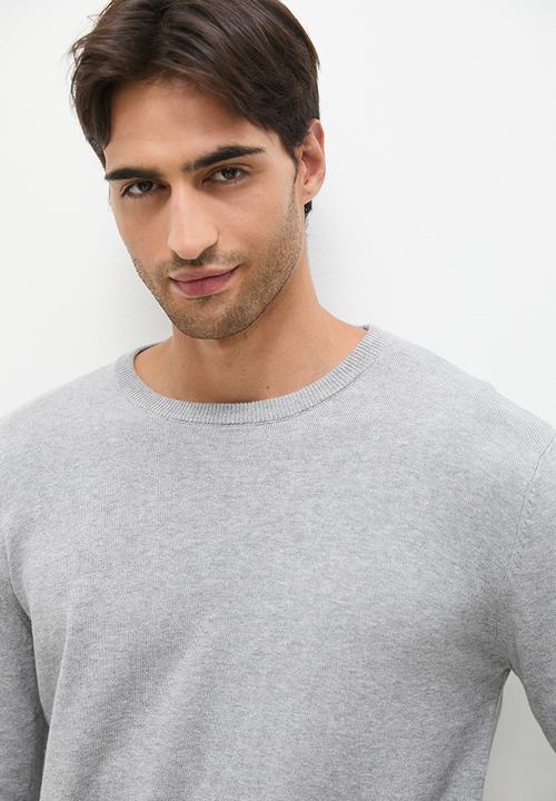 Superbalist - Knit cotton crew pullover - grey melange