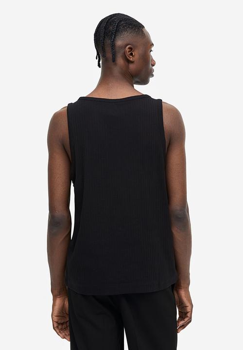H&M - Slim fit ribbed vest top - black