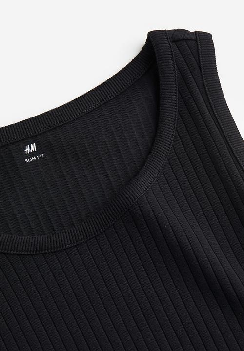 H&M - Slim fit ribbed vest top - black