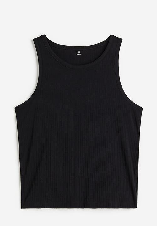 H&M - Slim fit ribbed vest top - black