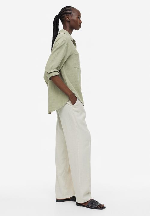 H&M - Cotton shirt - light khaki green 