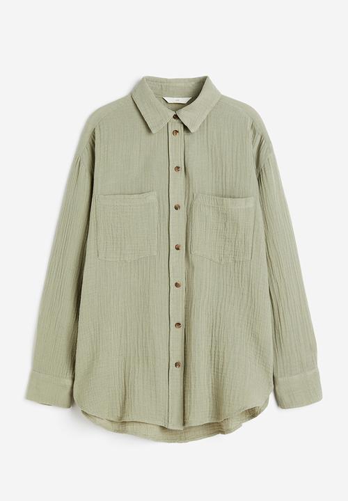 H&M - Cotton shirt - light khaki green 
