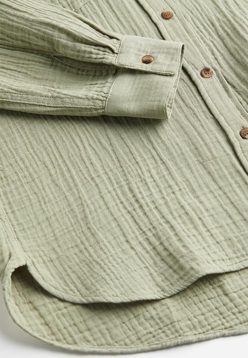 H&M - Cotton shirt - light khaki green 