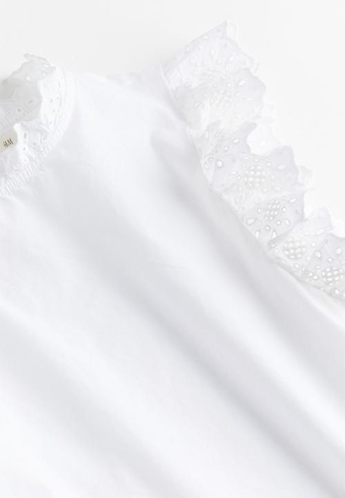 H&M - Broderie anglaise-detail blouse - white