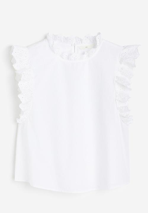 H&M - Broderie anglaise-detail blouse - white