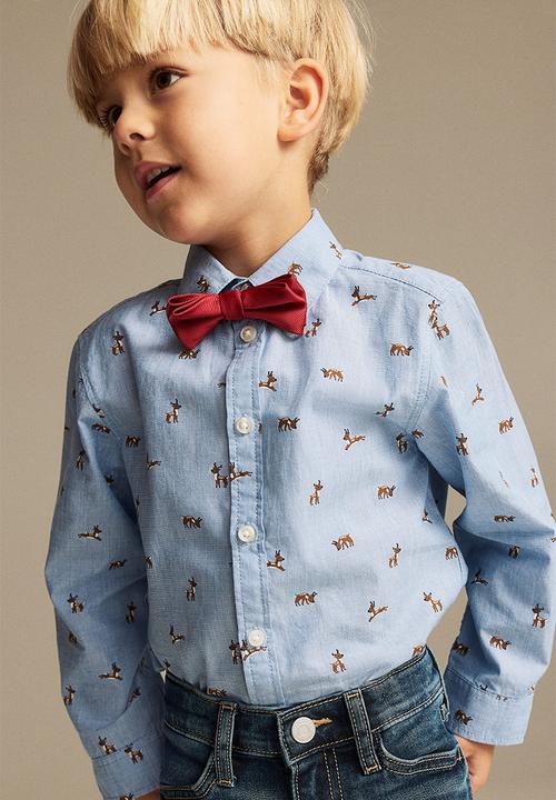 H&M - Shirt and tie - Light blue Reindeer 