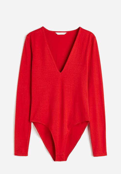 H&M - V-neck bodysuit - red