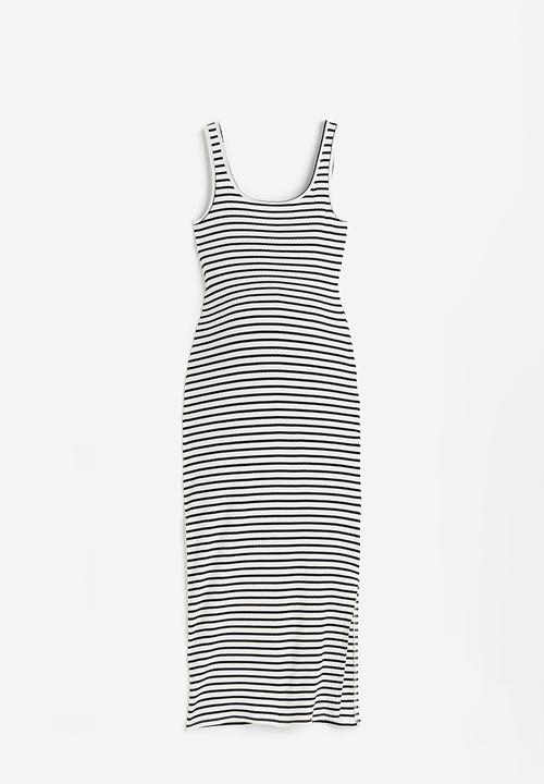 H&M - Mama ribbed sleeveless dress - white & black striped