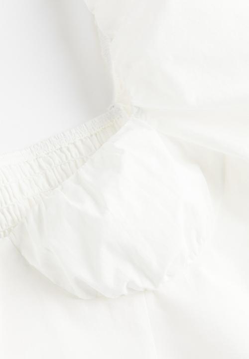 H&M - Puff-sleeved cropped blouse - white