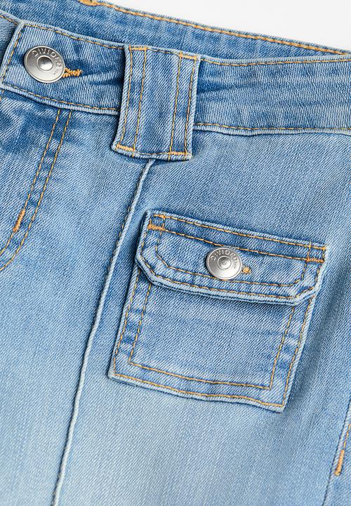H&M - Flared low cargo jeans - light denim blue