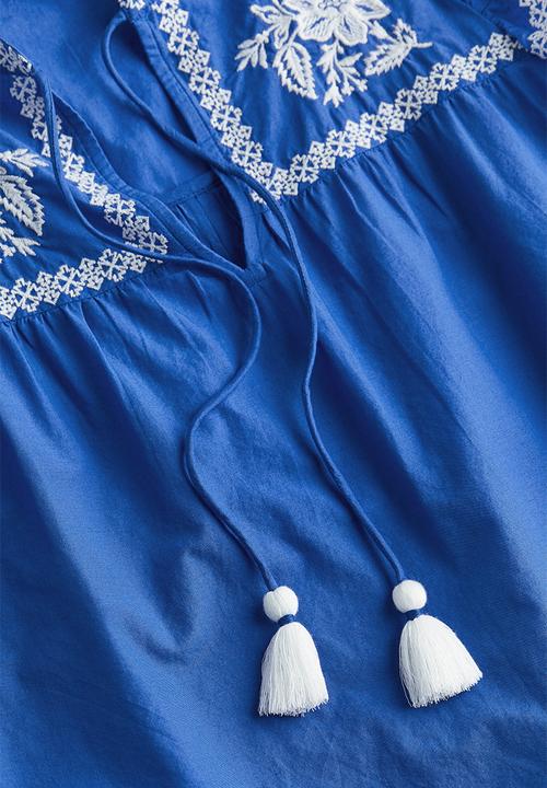 H&M - Embroidered blouse - bright blue 