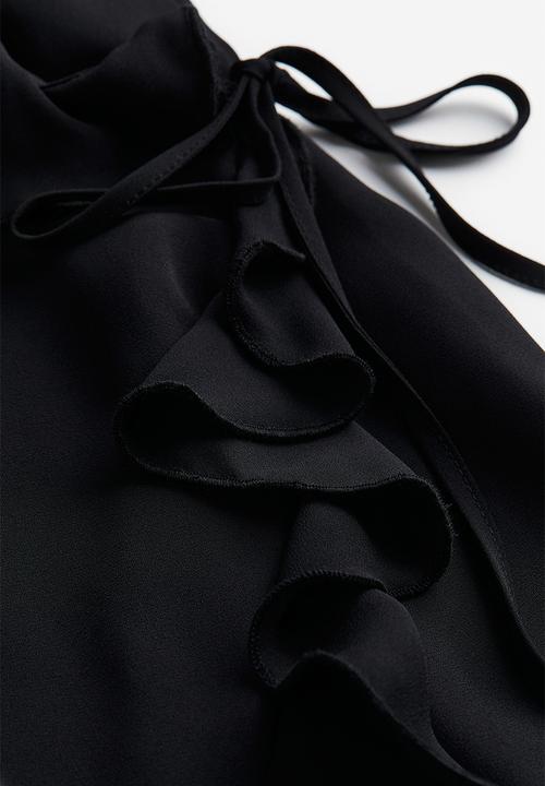 H&M - Flounce-trimmed wrap dress - black