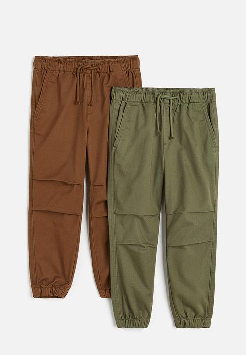 H&M - 2-Pack cotton joggers - green & brown