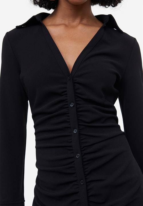 H&M - Draped shirt dress - Black