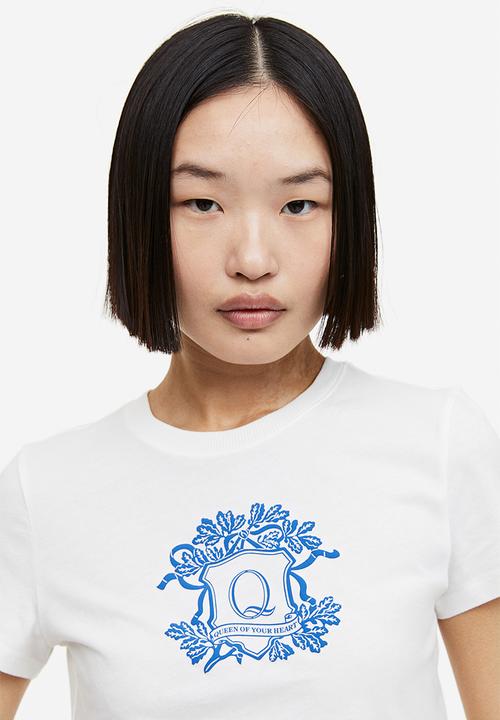 H&M - Printed T-shirt - cream/queen