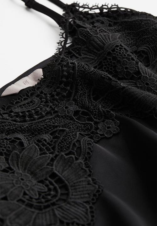 H&M - Lace-trimmed cami top - black