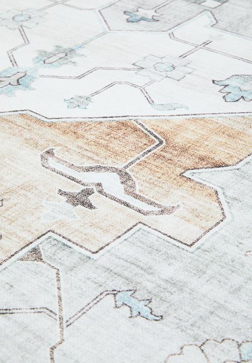 Sixth Floor - Ezra printed rug - muted blue & ochre