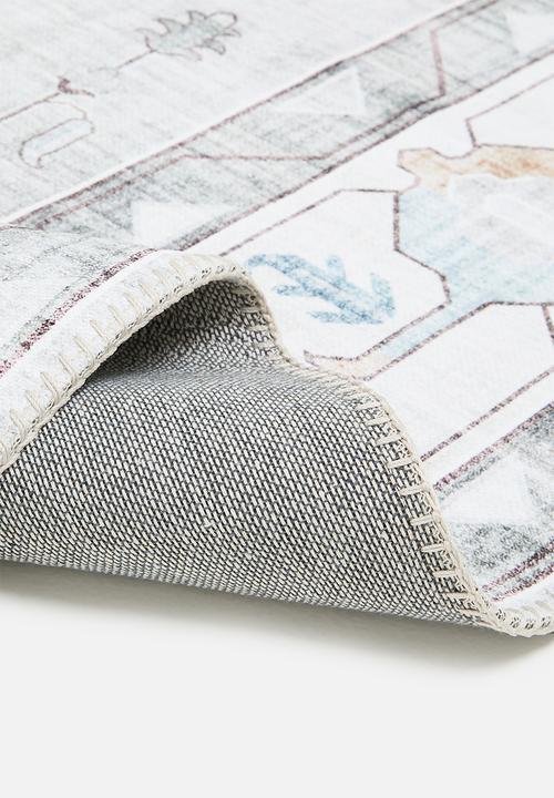 Sixth Floor - Ezra printed rug - muted blue & ochre