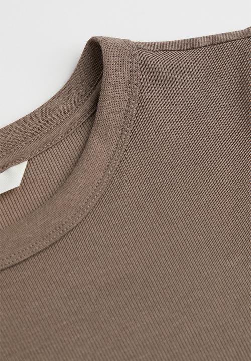 H&M - Ribbed modal-blend top - dark greige