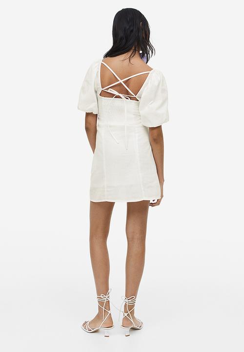 H&M - Puff-sleeved dress - white