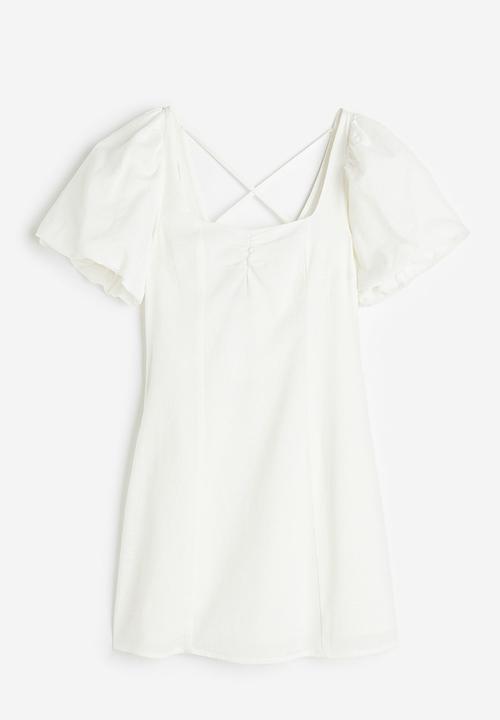 H&M - Puff-sleeved dress - white