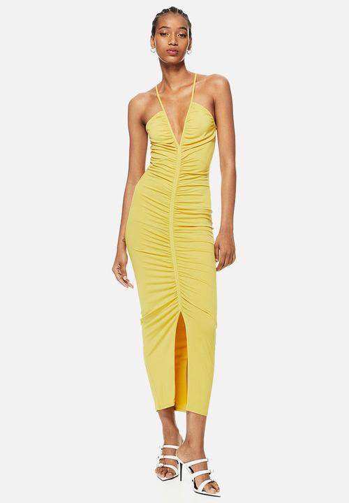H&M - Draped bodycon dress - yellow