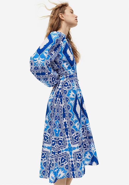 H&M - Patterned cotton dress - bright blue patterned
