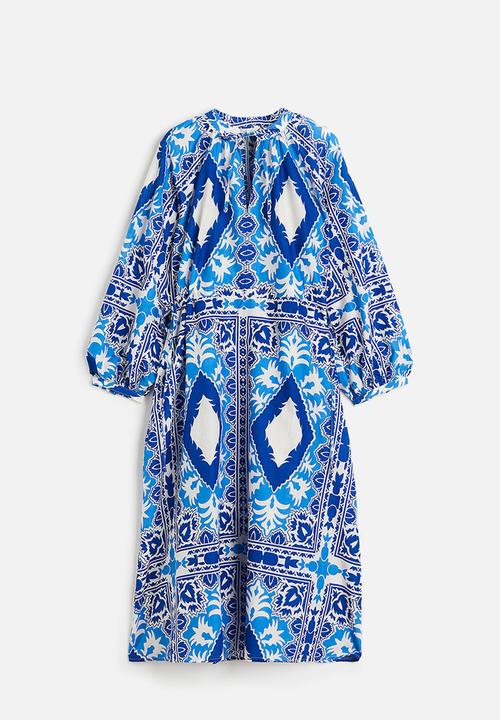 H&M - Patterned cotton dress - bright blue patterned