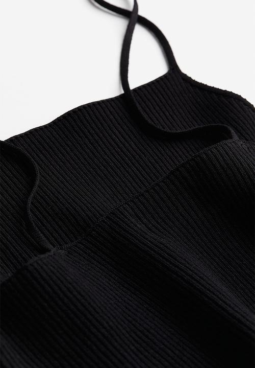 H&M - Rib-knit strappy top - Black