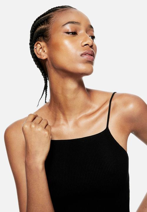 H&M - Rib-knit strappy top - Black