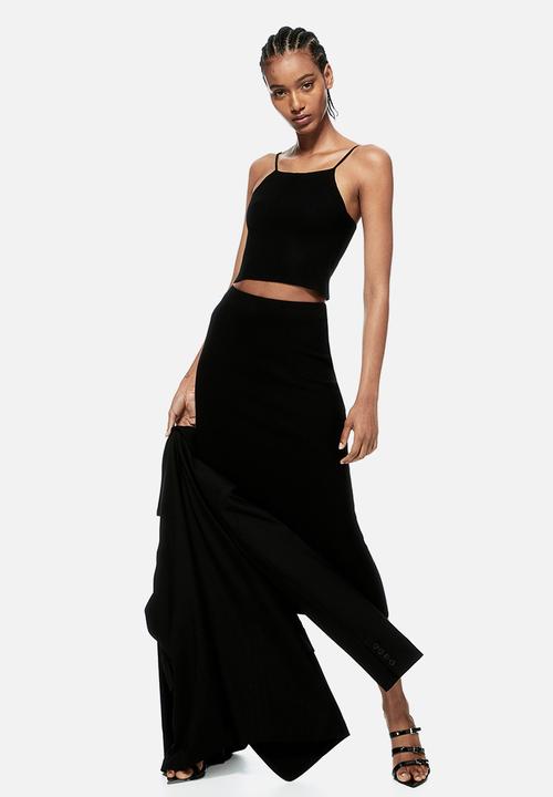 H&M - Rib-knit strappy top - Black
