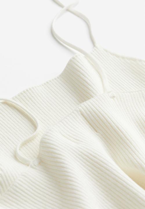 H&M - Rib-knit strappy top - White