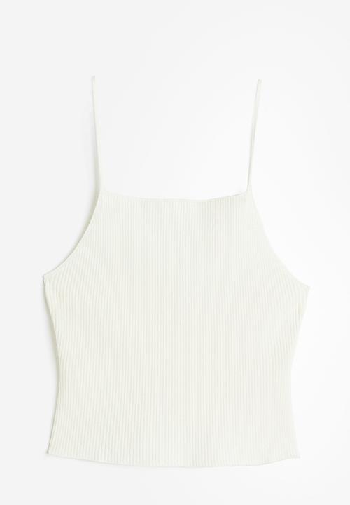 H&M - Rib-knit strappy top - White