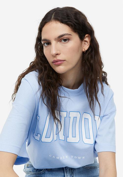 H&M - Oversized printed T-shirt - Light blue London