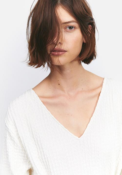 H&M - Textured jersey dress - white