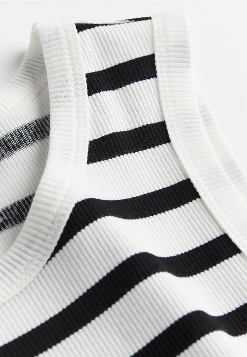 H&M - Ribbed vest top - blue & white