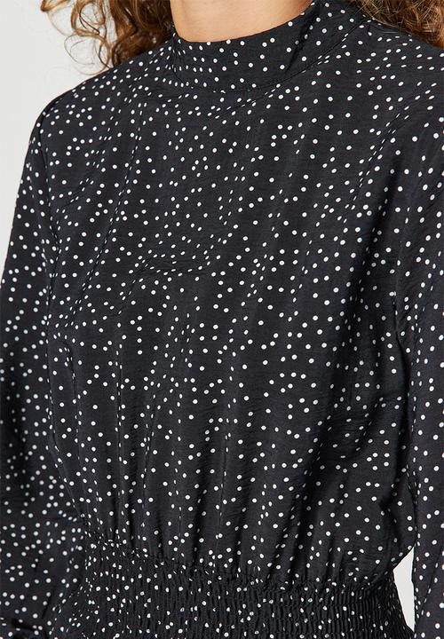 Trendyol - Modest Polka dot knitted dress - black