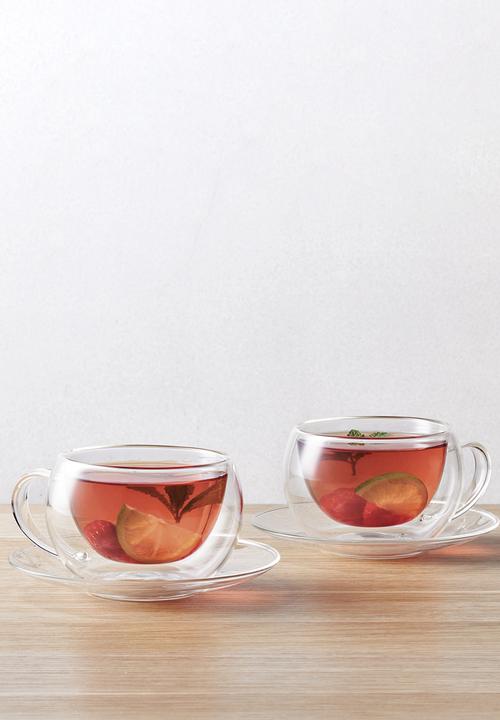 Maxwell & Williams - Blend double wall cup & saucer set - clear 