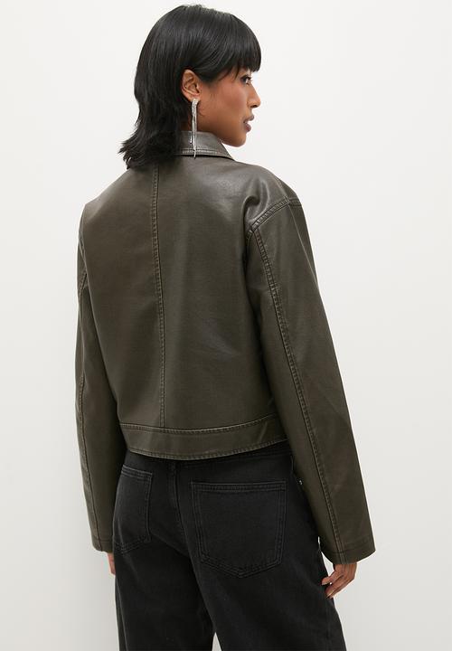 Superbalist - Meet 'n greet distressed pu jacket - chocolate