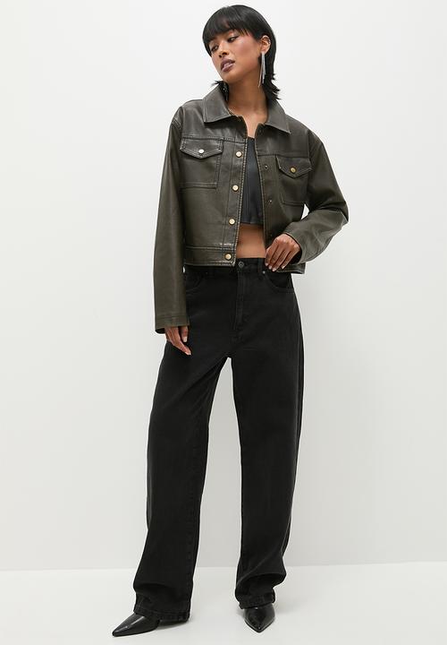Superbalist - Meet 'n greet distressed pu jacket - chocolate