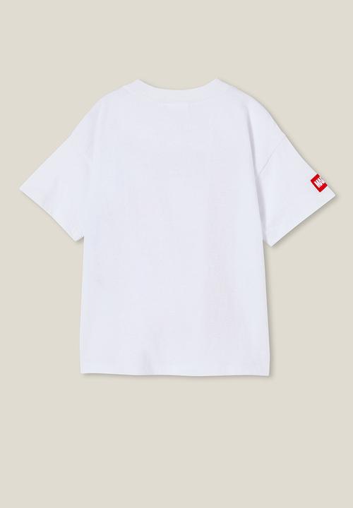 Cotton On - License drop shoulder short sleeve tee - lcn mar white/spiderman crawl