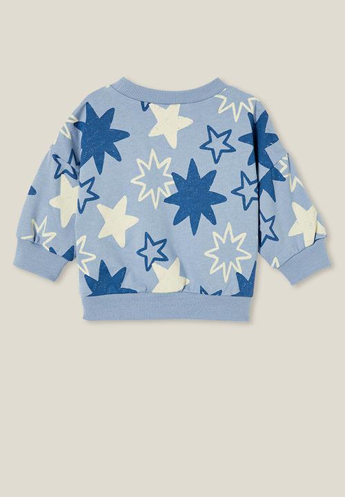 Cotton On - Alma drop shoulder sweater - dusty blue/sketchy stars